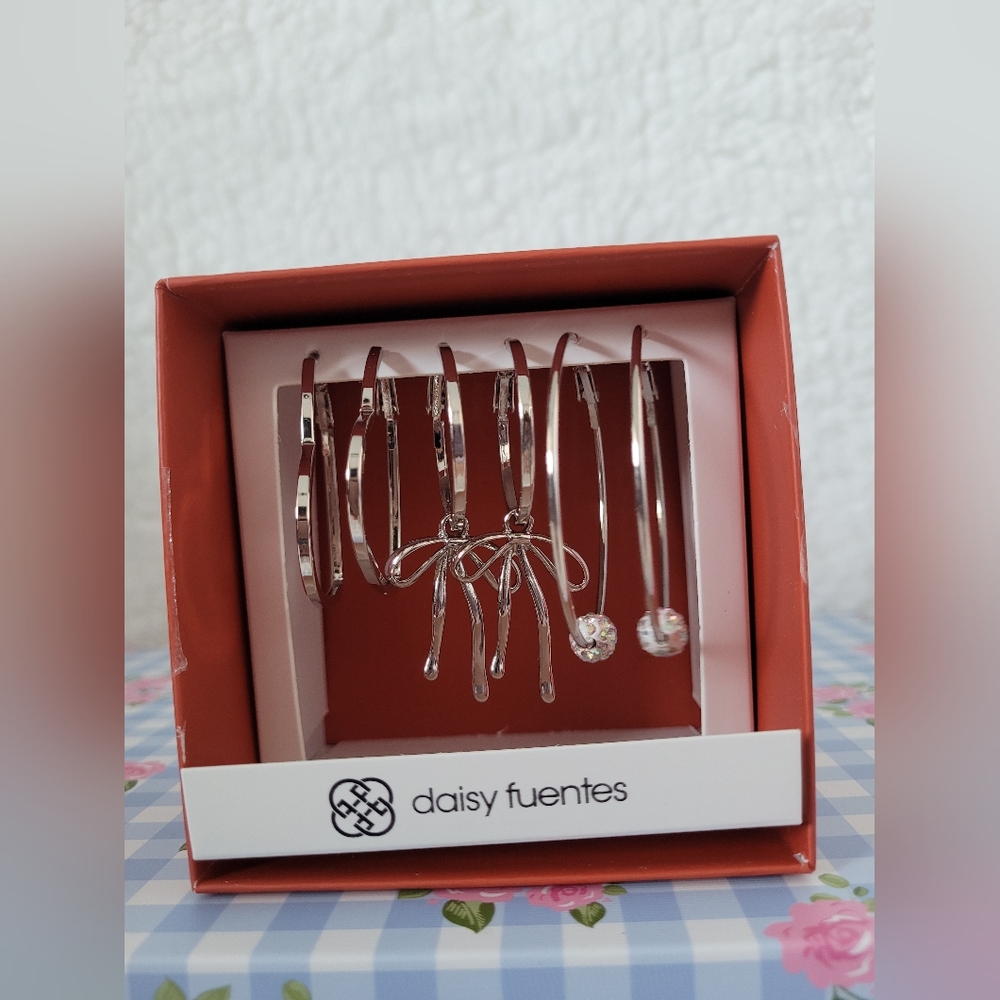 Daisy Fuentes Silver Hoop and Dangle Earrings